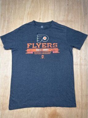 Philadelphia Flyers EST 1987 T Shirt Mens Grey Short Sleeve NHL Hockey  Size L